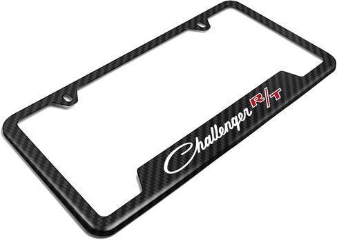 iPick Image for Dodge Challenger R/T Classic Black Carbon Fiber Texture ABS Plastic 50 States License Plate Frame in Saudi Arabia