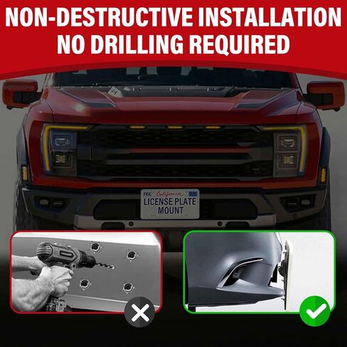 No Drill Front License Frame Compatible with Ford Edge 2nd gen ST, Escape 4th gen, Expedition 4th gen, Explorer 6th gen Anti-Theft License Plate Grille Mount Holder Rattle-Proof Car Accessorie in Saudi Arabia