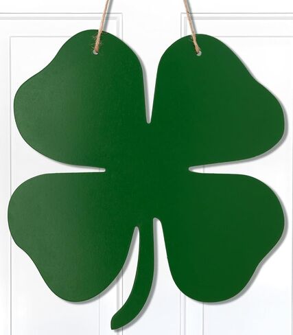 علامة باب البرسيم ذات الأربع أوراق لعيد القديس باتريك، علامة معلقة خشبية على شكل البرسيم المحظوظ لديكور يوم القديس باتريك، تعليق على الحائط باللون الأخضر الأيرلندي لشرفة الباب الأمامي أو ديكورات عطلة الربيع in Kuwait