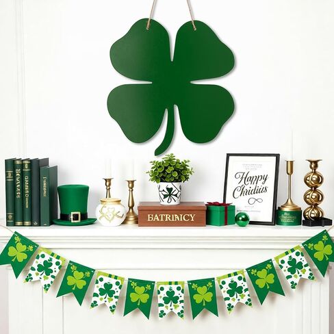 علامة باب البرسيم ذات الأربع أوراق لعيد القديس باتريك، علامة معلقة خشبية على شكل البرسيم المحظوظ لديكور يوم القديس باتريك، تعليق على الحائط باللون الأخضر الأيرلندي لشرفة الباب الأمامي أو ديكورات عطلة الربيع in Kuwait