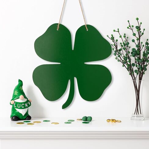 علامة باب البرسيم ذات الأربع أوراق لعيد القديس باتريك، علامة معلقة خشبية على شكل البرسيم المحظوظ لديكور يوم القديس باتريك، تعليق على الحائط باللون الأخضر الأيرلندي لشرفة الباب الأمامي أو ديكورات عطلة الربيع in Kuwait