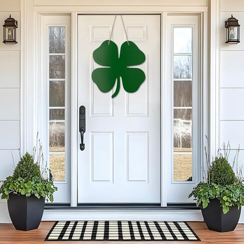 علامة باب البرسيم ذات الأربع أوراق لعيد القديس باتريك، علامة معلقة خشبية على شكل البرسيم المحظوظ لديكور يوم القديس باتريك، تعليق على الحائط باللون الأخضر الأيرلندي لشرفة الباب الأمامي أو ديكورات عطلة الربيع in Kuwait