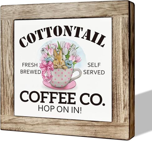 Easter Coffee Sign, Easter Table Decor, Wooden Box Signs for Home Decor, Kitchen Decor for Shelf, Rustic Coffee Table Sign, Decorative Wooden Plaque for Cafe Decor, Vintage Coffee Bar Decor in Kuwait