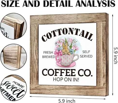 Easter Coffee Sign, Easter Table Decor, Wooden Box Signs for Home Decor, Kitchen Decor for Shelf, Rustic Coffee Table Sign, Decorative Wooden Plaque for Cafe Decor, Vintage Coffee Bar Decor in Kuwait