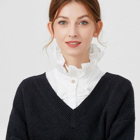 XEPST Detachable Collars for Women Ruffle Fake Collar Victorian Blouses for Women Women’s Dickey Collars Elegant Vintage Clothes White Renaissance Top in Saudi Arabia