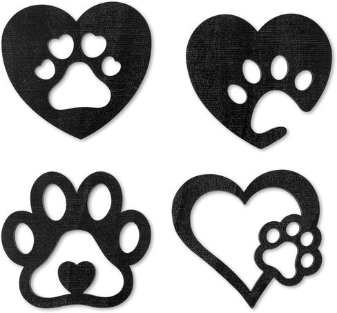 Mabor 4Pcs Dog Room Decor, Wood Paw Prints Wall Art Dog Lovers Gifts Puppy Decorations for Home Kitchen Bathroom Bedroom, Black in Saudi Arabia