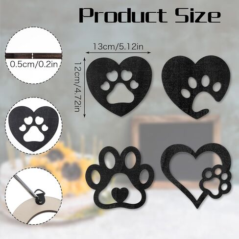 Mabor 4Pcs Dog Room Decor, Wood Paw Prints Wall Art Dog Lovers Gifts Puppy Decorations for Home Kitchen Bathroom Bedroom, Black in Saudi Arabia