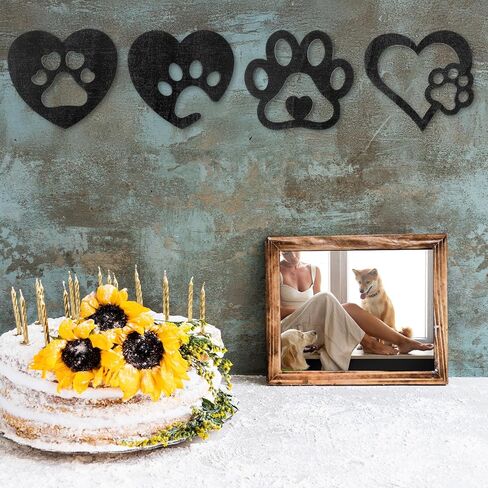 Mabor 4Pcs Dog Room Decor, Wood Paw Prints Wall Art Dog Lovers Gifts Puppy Decorations for Home Kitchen Bathroom Bedroom, Black in Saudi Arabia