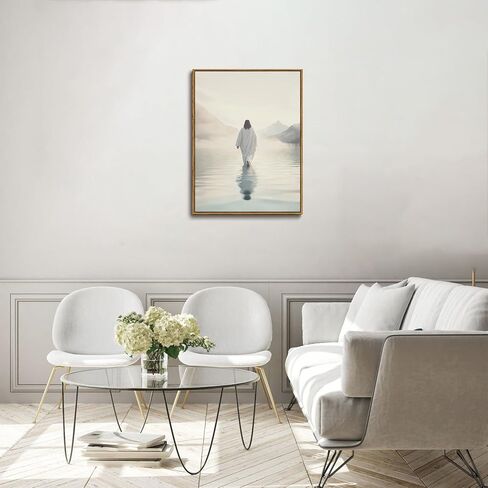 ZZTCYSU Jesus Canvas Wall Art Christian Framed Wall Art Jesus Walking on Water Back Modern Bible Print Religious Faith Artwork Decor for Living Room Bedroom Church 12"x16" Framed in Saudi Arabia