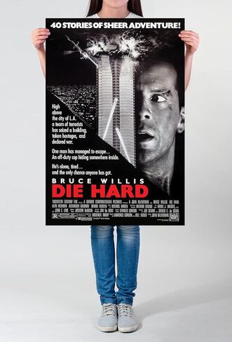 Die Hard Movie Poster Bruce Willis Wall Art Measures 24 x 36 inches (unframed) in Kuwait