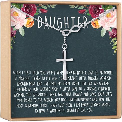 Dear Ava Infinity Cross Necklace For Daughter | Modern Jewelry Pendant with Heartfelt Card | Sterling Silver Gift For Women and Girls | Birthday Wedding Necklaces for Her in Saudi Arabia