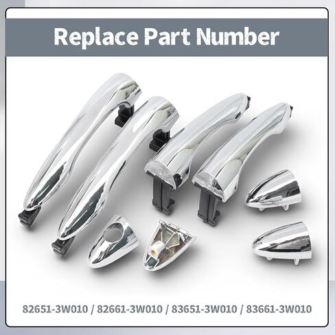 4 قطع 82651-3W010 مقبض الباب الخارجي متوافق مع كيا سبورتاج 2011 2012 2013 2014 2015 2016، استبدل 82661-3W010 83651-3W010 83661-3W010 جانب الركاب الأمامي والخلفي in Kuwait