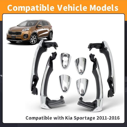 4 قطع 82651-3W010 مقبض الباب الخارجي متوافق مع كيا سبورتاج 2011 2012 2013 2014 2015 2016، استبدل 82661-3W010 83651-3W010 83661-3W010 جانب الركاب الأمامي والخلفي in Kuwait