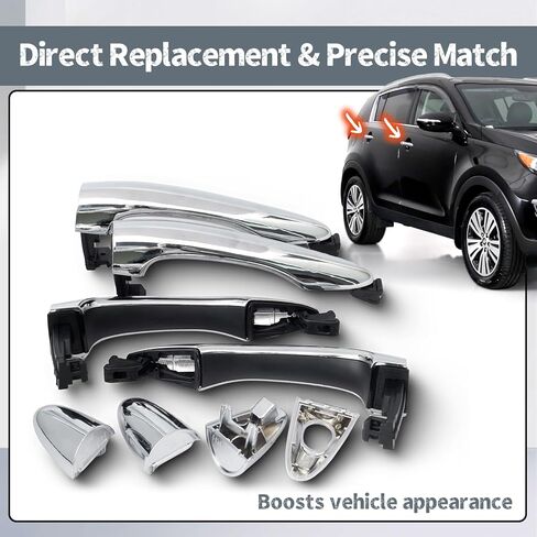 4 قطع 82651-3W010 مقبض الباب الخارجي متوافق مع كيا سبورتاج 2011 2012 2013 2014 2015 2016، استبدل 82661-3W010 83651-3W010 83661-3W010 جانب الركاب الأمامي والخلفي in Kuwait