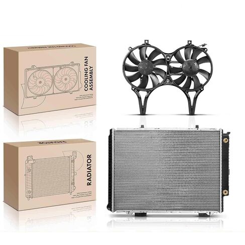 قطع غيار لـ 2X مجموعة تجميع مشعاع الألومنيوم ومروحة التبريد لمرسيدس بنز W210 E300 E420 Mod-A58PP-93124 in Saudi Arabia