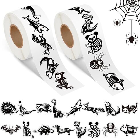 Spring Easter Animal Bone Stickers - 1000Pcs Funny Pet X Ray Bone Self Adhesive Cute Pet Vinyl Decal Sticker Rolls Decorations for Car Bumper, Envelope, Gifts Bag, Bottles (16 Designs) in Kuwait