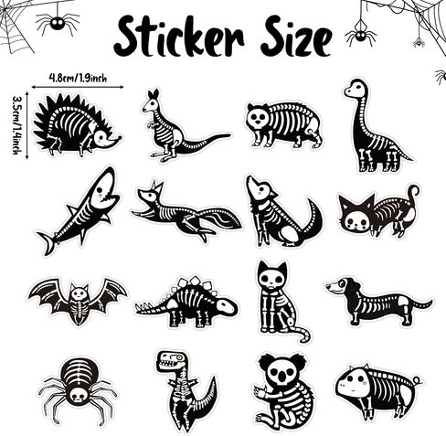 Spring Easter Animal Bone Stickers - 1000Pcs Funny Pet X Ray Bone Self Adhesive Cute Pet Vinyl Decal Sticker Rolls Decorations for Car Bumper, Envelope, Gifts Bag, Bottles (16 Designs) in Kuwait