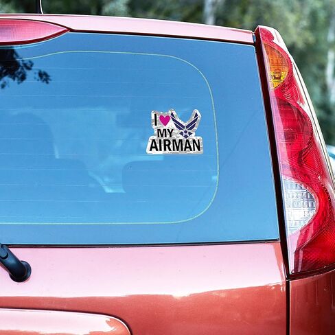 WSQ I Love My Airman Air Force Vinyl Sticker Decal - 5 Inches - for Car Truck SUV Van Window Bumper Wall Laptop Tablet Cup Tumbler and Any Smooth Surface in Saudi Arabia