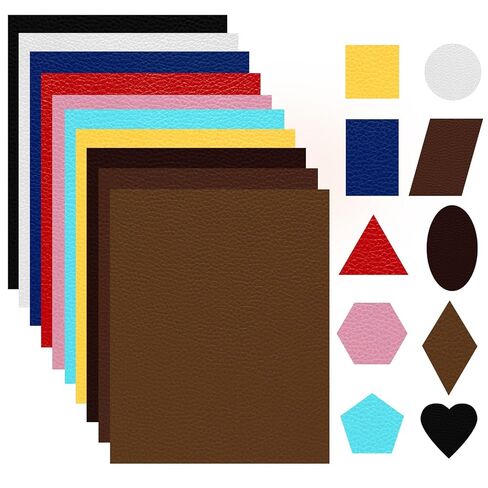 10Pcs Laserable Leatherette Sheets 12.6 x 10.2 Inch, Large PU Leather Blanks for Laser Engraving, 10 Colors Leather Patches with Heat Press Adhesive Backing for DIY Hats Caps Jackets Backpacks Crafts in Kuwait