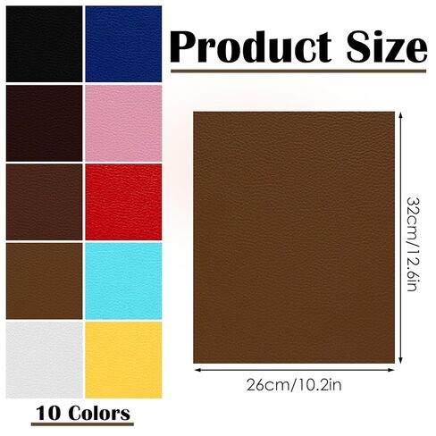 10Pcs Laserable Leatherette Sheets 12.6 x 10.2 Inch, Large PU Leather Blanks for Laser Engraving, 10 Colors Leather Patches with Heat Press Adhesive Backing for DIY Hats Caps Jackets Backpacks Crafts in Kuwait