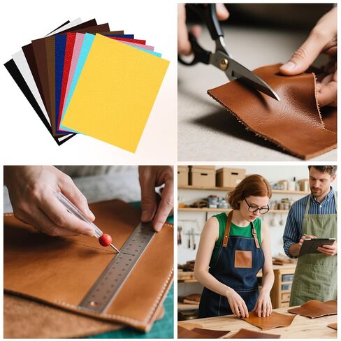 10Pcs Laserable Leatherette Sheets 12.6 x 10.2 Inch, Large PU Leather Blanks for Laser Engraving, 10 Colors Leather Patches with Heat Press Adhesive Backing for DIY Hats Caps Jackets Backpacks Crafts in Kuwait