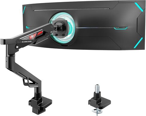 ARES WING Premium Monitor Arm, Ultrawide Monitor Stand up to 57" and 66 Lbs, Gas Sprinq Monitor Mount Height Adjustable and Extension Monitor Stand for Desk Various VESA Mount with Clamp/Grommet Base in Kuwait