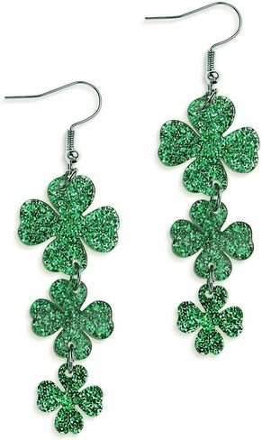 أقراط JeanBeau St. Patrick's Day Green Shamrock للنساء، أقراط متدلية على شكل أوراق البرسيم الأيرلندية إكسسوارات عصرية هدية مجوهرات in Saudi Arabia