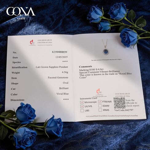 GONA 4CT Lab Grown Royal Blue Sapphire Necklace for Women, Princess Diana Inspired Design, 925 Sterling Silver Chain, GRC Certified, Hypoallergenic Eco-Friendly Jewelry, Ideal Gift for Her in Saudi Arabia