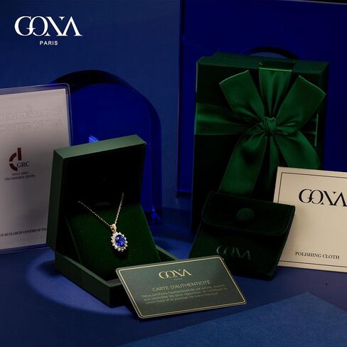 GONA 4CT Lab Grown Royal Blue Sapphire Necklace for Women, Princess Diana Inspired Design, 925 Sterling Silver Chain, GRC Certified, Hypoallergenic Eco-Friendly Jewelry, Ideal Gift for Her in Saudi Arabia