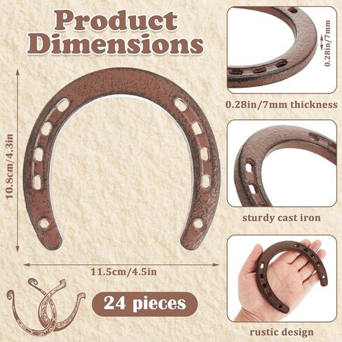 Acrux7 24 PCS Cast Iron Horse Shoes for Decorations, Mini Metal Horseshoes Wall Decor Good Lucky for Indoor, Outdoor, Cowboy, Western, Wedding, Birthday, Christmas Decorations Party Favors Supplies in Saudi Arabia
