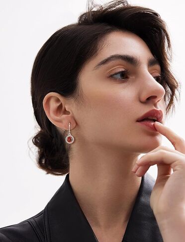 925 Sterling Silver Dangle Drop Earring with Round Leverback Birthstone Jewelry for Her in Saudi Arabia