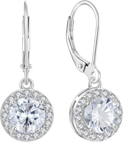 925 Sterling Silver Dangle Drop Earring with Round Leverback Birthstone Jewelry for Her in Saudi Arabia
