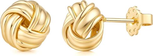 Gold Studs Earrings for Women 14K Gold Earrings for Women Gold Knot Stud Earring for Womens Studs Graceful Knot Stud Earring for Womens 10mm in Saudi Arabia