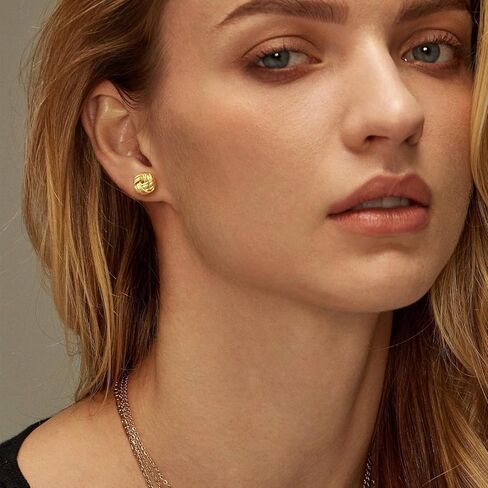 Gold Studs Earrings for Women 14K Gold Earrings for Women Gold Knot Stud Earring for Womens Studs Graceful Knot Stud Earring for Womens 10mm in Saudi Arabia