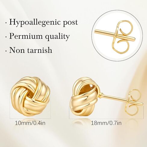 Gold Studs Earrings for Women 14K Gold Earrings for Women Gold Knot Stud Earring for Womens Studs Graceful Knot Stud Earring for Womens 10mm in Saudi Arabia