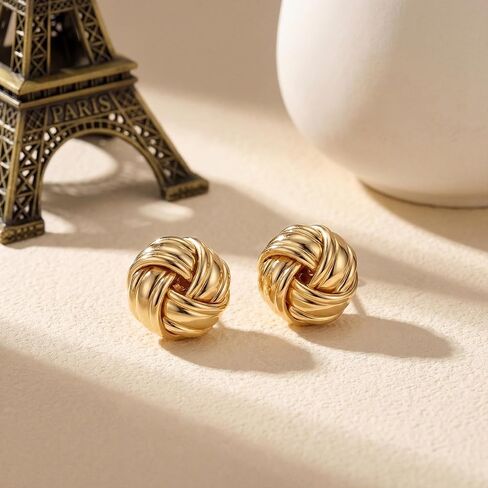 Gold Studs Earrings for Women 14K Gold Earrings for Women Gold Knot Stud Earring for Womens Studs Graceful Knot Stud Earring for Womens 10mm in Saudi Arabia