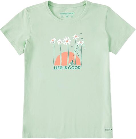 Life is Good Women's Crusher Tee Shirt, Short Sleeve Cotton Graphic T-Shirts, Towering Daisies Bike in Saudi Arabia