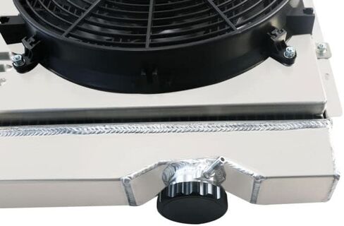 CC251 مشعاع ألومنيوم أساسي مكون من 3 صفوف + غطاء ترموستات 1 × 14 بوصة مروحة + مرحل متوافق مع Ford Falcon Mustang Ranchero Mercury Comet SBC V8 1960-1966 61 62 63 64 65 in Kuwait