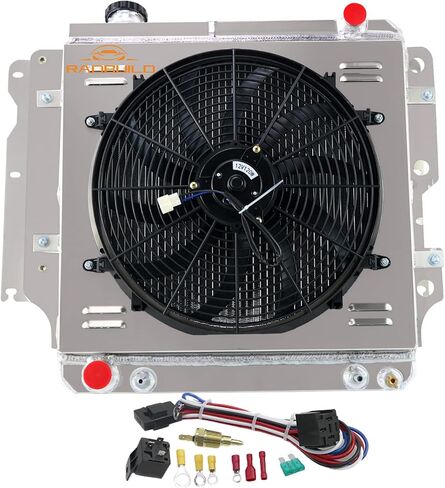 CU2101 3 Row All Aluminum Radiator for 1987-2006 2000 Jeep TJ YJ Wrangler 2.4 2.5L L4 GAS/4.0 4.2L L6 GAS Radiators Shroud Fan Relay Kit 1988 89 90 91 92 93 94 95 96 97 98 99 01 02 03 04 05 in Saudi Arabia