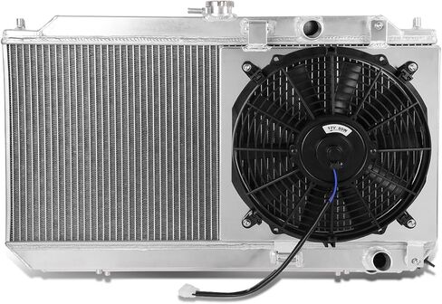 DNA Motoring RA+FS-AI90-MT-2 2-Row Radiator with Fan Shroud Compatible with 90-93 Acura Integra MT,26.25" x 12.75" x 1.75",1.25" Inlet/Outlet in Saudi Arabia