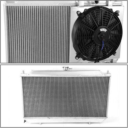 DNA Motoring RA+FS-AI90-MT-2 2-Row Radiator with Fan Shroud Compatible with 90-93 Acura Integra MT,26.25" x 12.75" x 1.75",1.25" Inlet/Outlet in Saudi Arabia