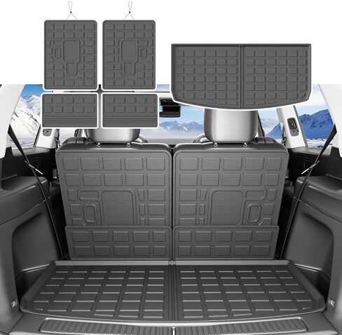 Cargo Mat Compatible with 2021-2024 Jeep Grand Cherokee L&Overland Backrest Mat TPE Material Trunk Mat Replacement for 2021-2024 Jeep Grand Cherokee L Accessories (Cargo Mat+Backrest Mat) in Kuwait
