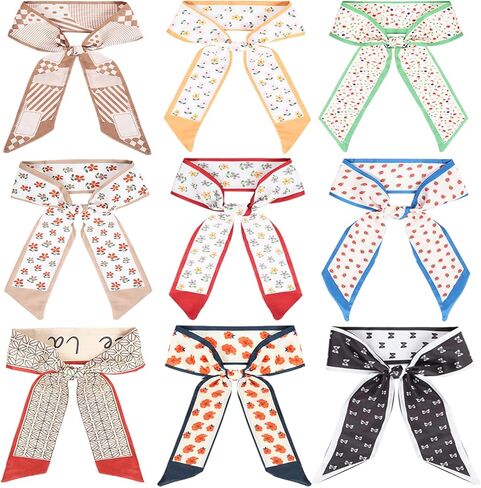 9 Pack Fashion Scarves Purse Scarf Handbags for Women Versatile Boho Head Scarf Hair Neck Accessories Scarves for Neck Wrist Bag in Kuwait