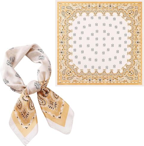 Satin Bandanas Head Scarf For Women, Women's Fashion Square Neck Satin Scarfs for Bag Hair Scarves, 26.7 Inches in Kuwait