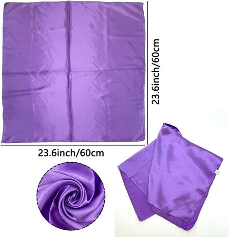 2 Packs Satin Neck Scarf 23.6 Inch Solid Square Neck Scarves Handkerchief for Women Teens Halloween 80s Party Daily Accessory (Pink, Purple) in Kuwait