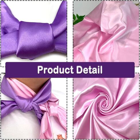 2 Packs Satin Neck Scarf 23.6 Inch Solid Square Neck Scarves Handkerchief for Women Teens Halloween 80s Party Daily Accessory (Pink, Purple) in Kuwait
