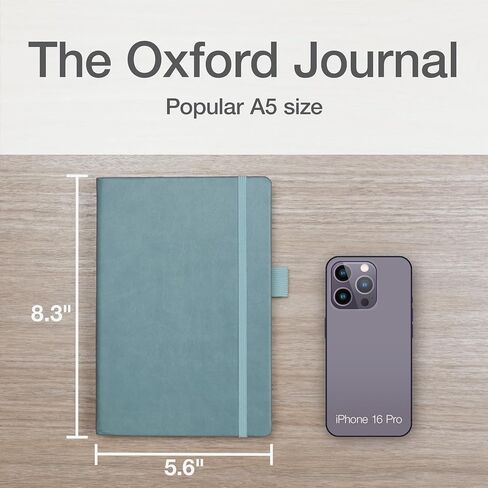 Oxford Journal, Lined Writing Notebook, Writer's Journal, Classic Notebook for School or Office, 320 Pages of Lined Paper, A5 Size, 5.6" x 8.3", Built-in Pen Loop, Light Teal Hardcover (1014494) in Saudi Arabia