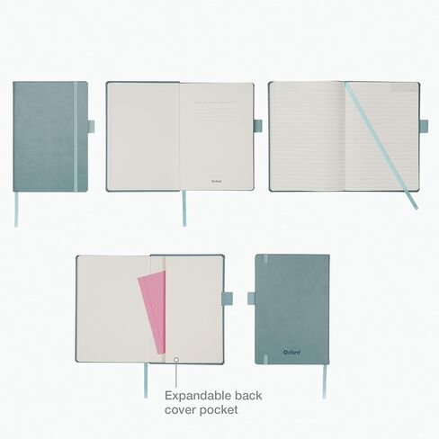 Oxford Journal, Lined Writing Notebook, Writer's Journal, Classic Notebook for School or Office, 320 Pages of Lined Paper, A5 Size, 5.6" x 8.3", Built-in Pen Loop, Light Teal Hardcover (1014494) in Saudi Arabia