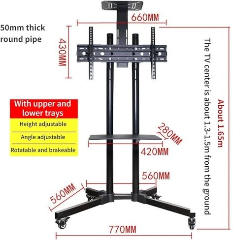 32-65 inch TV mobile cart horizontal and vertical screen rotating bracket floor bracket in Saudi Arabia