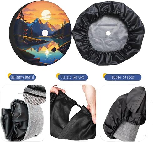 Mountains Nature Sunset Scenery Spare Tire Wheel Cover with Backup Camera Hole Leather Wheel Cover Compatible with Wrangler JL Rv SUV Travel Trailer in Saudi Arabia
